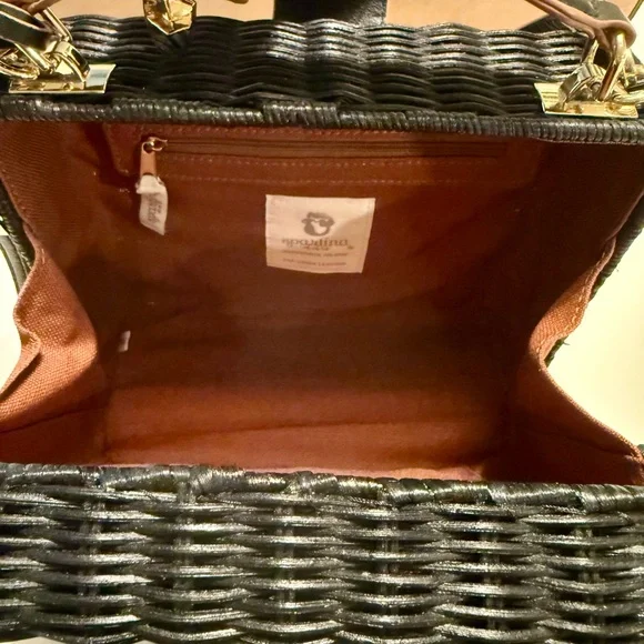 Spartina 449 Black Wicker Crossbody/Handbag - Picture 5 of 6